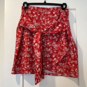 Boohoo Oriental Wrap Front Mini Skirt